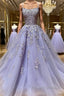 Backless Purple Lace Prom Dress, Open Back Purple Lace Formal Evening Dress
