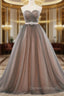 Ball Gown Gray Tulle Sweetheart With Beading Wedding Dress