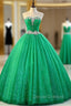 Ball Gown Green Tulle Sweetheart Crystal Quinceanera Dress