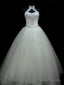 Ball-Gown Halter Beading Floor-Length Tulle Wedding Dress