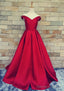 Ball Gown Off-The-Shoulder Sweep Train Satin Prom Dresses With Waistband