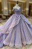Ball Gown Organza Off-the-Shoulder Lavender Quinceanera Dress