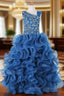 Ball Gown Organza Ruffles Girls Pageant Dress For Weddings