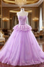 Ball Gown Purple Tulle Lace Sweetheart Wedding Dress