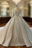 Ball Gown Sequins Long Sleeve Beading Luxury Wedding Dress