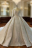 Ball Gown Sequins Long Sleeve Beading Luxury Wedding Dress