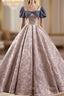 Ball Gown Square Puff Sleeve Prom Dress
