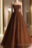 Ball Gown Strapless Tulle Long Prom Dress Evening Dress