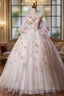 Ball Gown Tulle 3D Flower Off the Shoulder Quinceanera Dress