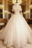 Ball Gown Tulle Off the Shoulder Pearl Wedding Dress