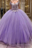 Ball Gown V Neck 3D Flowers Tulle Dress