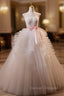 Ball Gown White Tulle Strapless Pleats Wedding Dress