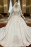 Be The Prom Queen White Tulle Lace Appliques V-neck Long Sleeve Wedding Dress