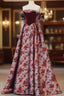 Beautiful A Line Off The Shoulder Long Floral Prom Dress