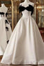 Beautiful Ball Gown Straps White Lace Long Prom Dress