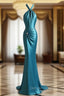 Beautiful Blue Halter Mermaid Backless Long Prom Dress Gorgeous Formal Evening Dress