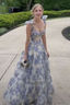 Beautiful Floral Print Chiffon Long Prom Dress Evening Dress