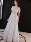 Beautiful Grey Off Shoulder Sweetheart Long Party Dress Prom Dress, Grey Evening Dress