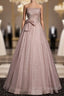 Beautiful Pink Tulle Sequins Strapless Pleats Beading Prom Dress Formal Ball Gown Brithday Quinceanera Dress