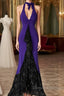Beautiful Purple V-Neck Lace Mermaid Long Prom Dress Backless Birthday Party Dress