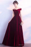 Beautiful Red Velvet Prom Dress , Long Off Shoulder Bridesmaid Dress