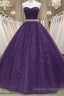 Beautiful Shiny Purple Tulle Beaded Ball Gonw Party Dress, Purple Prom Dress