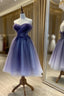 Beautiful Sweetheart Tulle With Lace Short Prom Dress, Purple Homecoming Dress
