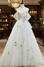 Beautiful Tulle Lace Long Prom Dress, Off The Shoulder Evening Party Dress