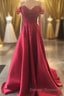 Hunter Green Lace Off-the-Shoulder A-Line Long Prom Dress