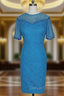 Best Blue Lace Short Evening Dress Short Sleeves Mother of the Bride Dress