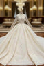 Best Discount And High Quality Light Champagne Tulle Sequins Long Sleeve Beading Wedding Dress