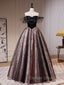 Black A-Line Satin Tulle Long Prom Dress, Black Formal Black Evening Dress