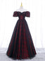 Black And Red Lace Sweetheart Long Party Dress, Black And Red A-Line Prom Dress