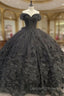 Black Ball Gown Off the Shoulder Quinceanera Dress with Bow Knot