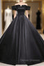 Black Ball Gown Satin Off the Shoulder Quinceanera Dress