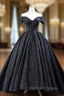 Black Ball Gown Sequins Off the Shoulder Prom Dress