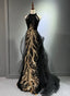 Black Halter Sequins Long Party Dress With God Lace, Black Long Evening Dress