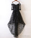Black High Low Lace Prom Dress, Black Homecoming Dress