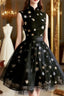 Black High Neckline Short Tulle Prom Dress Black Homecoming Dress Formal Dress prom Dress shops