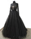 Black Lace Long Sleeve Tulle Wedding Dress