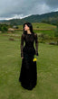 Black Lace Sexy A Line Long Sleeve Evening Dress Prom Dress Formal Gown