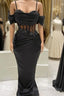 Black Mermaid Corset Prom Dress Appliques Beaded