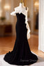 Black Mermaid Velvet Spaghetti Straps Prom Dress