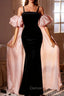 Black Mermaid Velvet Straps Prom Dress