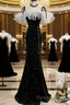 Black Off Shoulder Mermaid Long Formal Dress, Black Wedding Party Dress