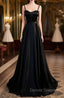 Black Satin Long Party Dress Black Simple Junior Prom Dress prom Dress shops