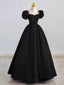 Black Satin Long Prom Dress, Black Evening Dress