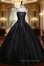 Black Satin Spaghetti Straps Quinceanera Dress
