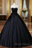 Black Satin Sweetheart Pleats Quinceanera Dress