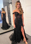 Black Sequin Lace Off the Shoulder Mermaid Prom Dress
